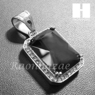 Mens 316L Stainless steel Silver Black Onyx Mini Pendant SS013 - Raonhazae