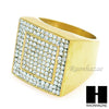 MEN RING 316L STAINLESS STEEL GOLD TONE CZ BLING RING SIZE 8-12 SR005G - Raonhazae