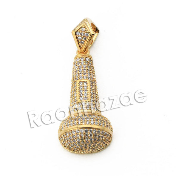 Mens Brass Gold Bling MIC Charm Pendant w/ 5mm 24" 30" Cuban Chain A09G - Raonhazae