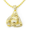 Sterling Silver .925 AAA Lab Diamond Smiling Buddha w/2.5mm Moon Cut Chain G52 - Raonhazae