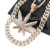 14K GOLD PT MARIJUANA 18" TENNIS CHAIN 16" 30" CHOKER CUBAN CHAIN S33G - Raonhazae