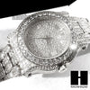 Hip Hop diamond Techno Pave Watch 30" Cuban Stone Chain Bracelet Set S - Raonhazae