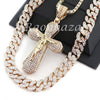 14K GOLD PT JESUS CROSS 18" TENNIS CHAIN 16" 30" CHOKER CUBAN CHAIN S26 - Raonhazae