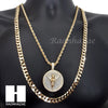 ANGEL MEDALLION ROPE CHAIN DIAMOND CUT 30" CUBAN CHAIN NECKLACE SET G3 - Raonhazae