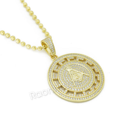 Sterling Silver .925 AAA Lab Diamond Freemason Masonic w/2.5mm Moon Cut Chain 51 - Raonhazae