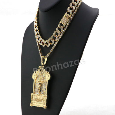 Hip Hop Quavo Jesus Last Supper Miami Cuban Choker Chain Necklace L55 - Raonhazae