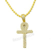 Sterling Silver .925 AAA Lab Diamond Bling Ankh Cross w/2.5mm Moon Cut Chain G53 - Raonhazae