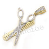 Lab diamond Micro Pave Barber Scissors / Comb Pendant w/ Miami Cuban Chain BR086 - Raonhazae