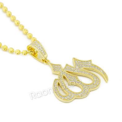 Sterling Silver .925 AAA Lab Diamond Bling Muslim Allah w/2.5mm Moon Cut Chain 5 - Raonhazae