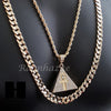 MEN GOLD ANKH PYRAMID CHARM CUT 30" CUBAN LINK CHAIN NECKLACE S081G - Raonhazae