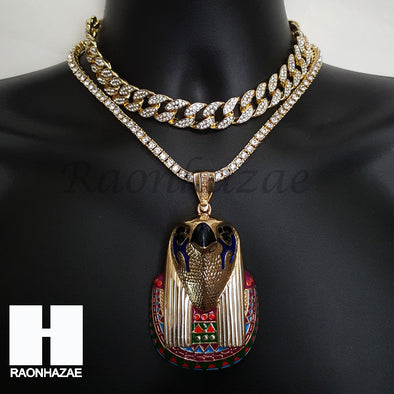 Hip Hop Premium Kanye Horus Miami Cuban Choker Tennis Chain Necklace I - Raonhazae