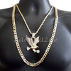 AMERICAN EAGLE ROPE CHAIN DIAMOND CUT 30" CUBAN CHAIN NECKLACE SET G37 - Raonhazae