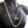 MENS AK47 CHARM ROPE CHAIN DIAMOND CUT 30" CUBAN CHAIN NECKLACE SET G33 - Raonhazae