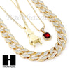 RUBY PLUG PENDANT 24" 30" CUBAN LINK ROPE CHAIN NECKLACE SET D023 - Raonhazae
