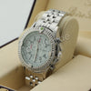 Silver PT Designer Bezel Metal Band Round Watch Diamond Cut Cuban Bracelet G90S - Raonhazae