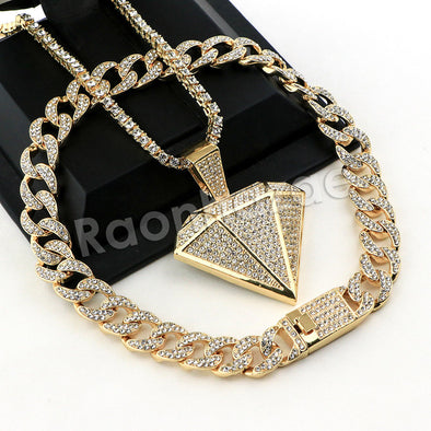 Hip Hop Quavo DIAMOND Miami Cuban Choker Tennis Chain Necklace L02 - Raonhazae