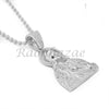 Sterling Silver .925 AAA Lab Diamond Jesus w/2.5mm 20" 24" Moon Cut Chain S45 - Raonhazae