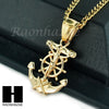 MENS STAINLESS STEEL BOAT ANCHOR JESUS CROSS PENDANT 24" CUBAN NECKLACE NP008 - Raonhazae