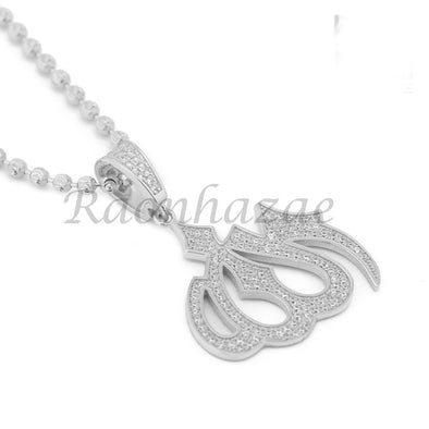 Sterling Silver .925 AAA Lab Diamond Bling Muslim Allah 2.5mm Moon Cut Chain S05 - Raonhazae