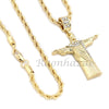 CHRIST REDEEMER PENDANT DIAMOND CUT 30" CUBAN ROPE CHAIN NECKLACE G47 - Raonhazae