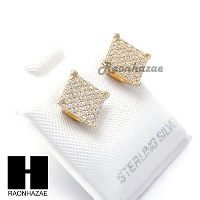 Sterling Silver .925 Lab Diamond 8mm Square Screw Back Earring SE034G - Raonhazae