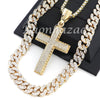 MENS 14K GOLD PT JESUS CROSS 18" TENNIS CHAIN 16" 30" CHOKER CUBAN CHAIN S30G - Raonhazae