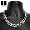 Rhodium PT 15mm 8.5" - 24" Miami Cuban Choker Chain Necklace Bracelet - Raonhazae