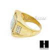 MEN RING 316L STAINLESS STEEL GOLD TONE CZ BLING RING SIZE 8-12 SR002G - Raonhazae