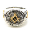 HIP HOP SOLID "MR. PRESIDENT FREE MASON" WHITE GOLD PLATED RING BK005G - Raonhazae