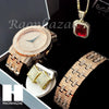 HIP HOP MEEK MILL LAB DIAMOND WATCH RUBY NECKLACE BRACELET EARRING S002 - Raonhazae