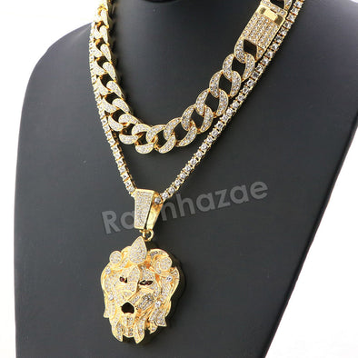 Hip Hop Quavo LION Miami Cuban Choker Chain Tennis Necklace L43 - Raonhazae