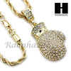 MIGOS BOXING GLOVE CHARM DIAMOND CUT 30" CUBAN CHAIN NECKLACE SET G23 - Raonhazae