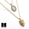 MEN GUADALUPE & LION PENDANT BOX CUBAN CHAIN DOUBLE NECKLACE SET SD07 - Raonhazae