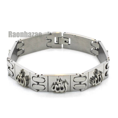 STAINLESS STEEL SILVER MUSLIM ALLAH MUHAMMAD BRACELET STB115S - Raonhazae