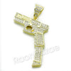 LARGE HAND GUN CHARM ROPE CHAIN DIAMOND CUT CUBAN CHAIN NECKLACE G63 - Raonhazae