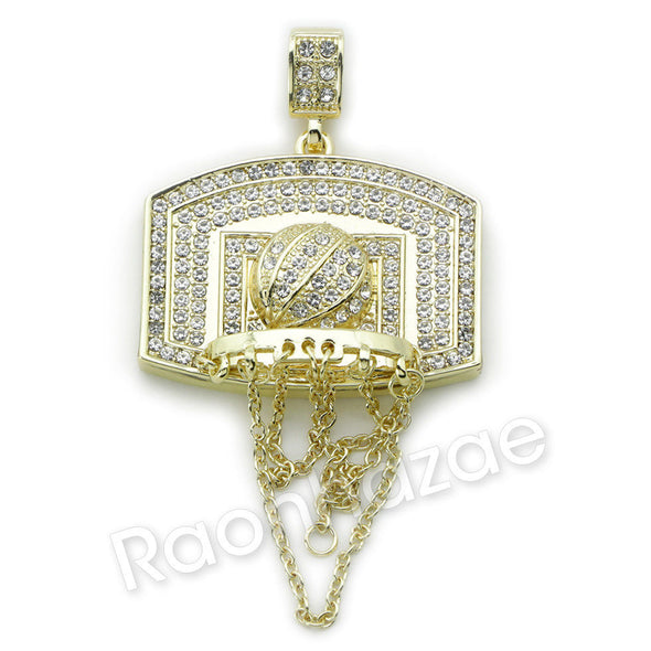 BIG BASKETBALL BACKBOARD ROPE CHAIN DIAMOND CUT CUBAN CHAIN NECKLACE G64 - Raonhazae