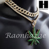 Hip Hop Premium Marijuana Miami Cuban Choker Tennis Chain Necklace N - Raonhazae