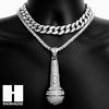 Hip Hop Silver Microphone Miami Cuban Choker Tennis Chain Necklace DS - Raonhazae