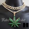 Hip Hop Premium Marijuana Miami Cuban Choker Tennis Chain Necklace N - Raonhazae