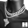 Hip Hop Silver Jesus Cross Miami Cuban Choker Tennis Chain Necklace AS - Raonhazae