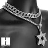 Hip Hop Premium David Star Miami Cuban Choker Tennis Chain Necklace KS - Raonhazae