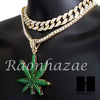 Hip Hop Premium Marijuana Miami Cuban Choker Tennis Chain Necklace N - Raonhazae