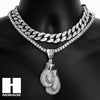 Hip Hop Silver Boxing Glove Miami Cuban Choker Tennis Chain Necklace ES - Raonhazae