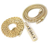 14k Gold Xanax Pendant W/ 4mm 24" Rope Chain / 4mm 18" Franco Chain - Raonhazae
