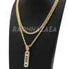 14k Gold Xanax Pendant W/ 4mm 24" Rope Chain / 4mm 18" Franco Chain - Raonhazae