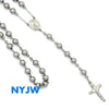 MEN'S STAINLESS STEEL HEAVY 8mm 29"& 5" SILVER BEADS ROSARY NECKLACE JSR201WG - Raonhazae