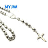 MEN'S STAINLESS STEEL HEAVY 8mm 29"& 5" SILVER BEADS ROSARY NECKLACE JSR201WG - Raonhazae