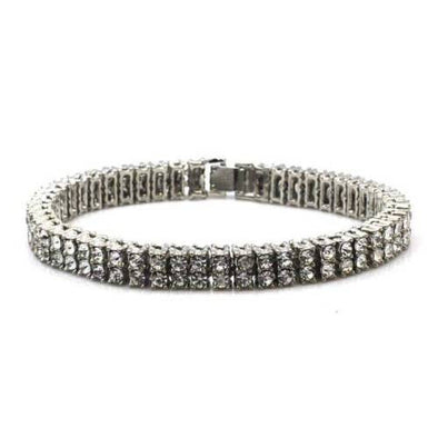 NEW QUALITY 0.5 CARAT WHITE GOLD PLATED 2 ROW CUBIC STONE BRACELET SSB002S - Raonhazae