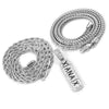 14k Silver Xanax Pendant W/ 4mm 24" Rope Chain / 4mm 18" Franco Chain - Raonhazae