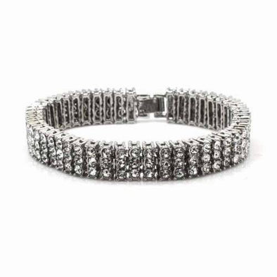 NEW QUALITY 0.5 CARAT WHITE GOLD PLATED 3 ROWS CUBIC STONE BRACELET SSB003S - Raonhazae